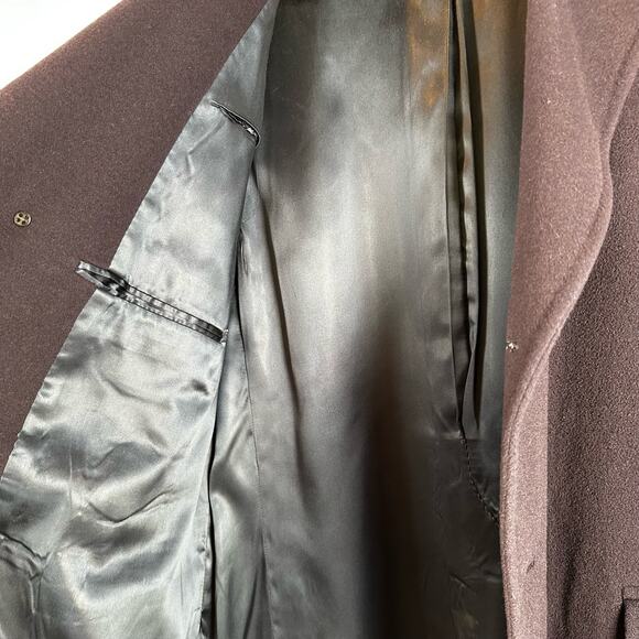 Vintage Wool Cashmere Blend Long Brown Trench Coat Mens Size 48 Reg - Picture 6 of 15